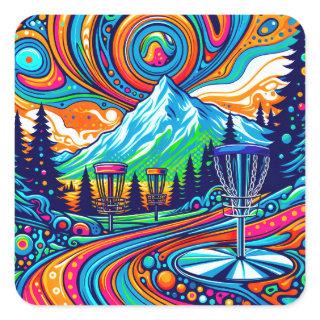 Psychedelic Disc Golf Course  Square Sticker