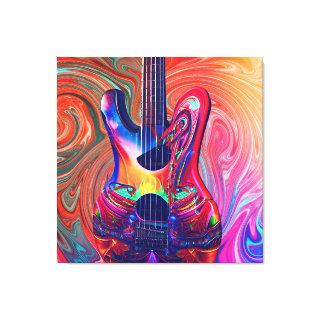 Psychedelic Electric Acoustic Semi Guitars Art   Canvas Print
