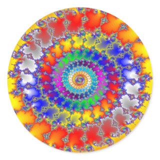 Psychedelic Fractal Spirals Classic Round Sticker