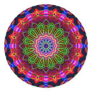 Psychedelic Kaleidoscope Mandala Classic Round Sticker