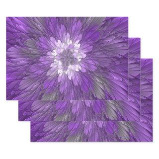 Psychedelic Purple Flower Abstract Fractal Art  Sheets