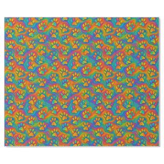 Psychedelic Rainbow Paw Print Pattern Gift Wrap