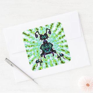 Psychedelic super ant like creature v2 square sticker