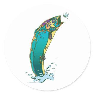 Psychedelic Trout Fishing Classic Round Sticker