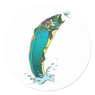 Psychedelic Trout Fishing Classic Round Sticker