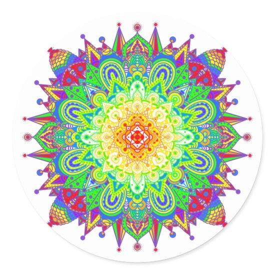 Psychedelic Zen Mandala Abstract Art  Classic Round Sticker