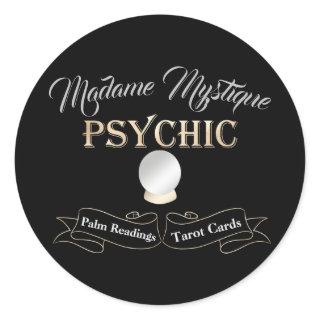 Psychic Crystal Ball Gold and Black Classic Round Sticker
