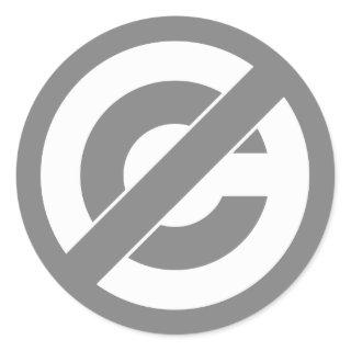 Public Domain Anti-Copyright Symbol Classic Round Sticker