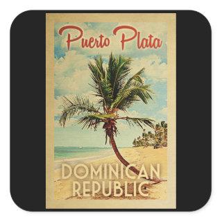 Puerto Plata Palm Tree Vintage Travel Square Sticker