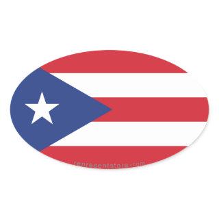 Puerto Rico Plain Flag Oval Sticker