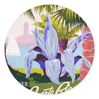 Puerto Rico U.S.A., WPA Tourism and parks poster Classic Round Sticker