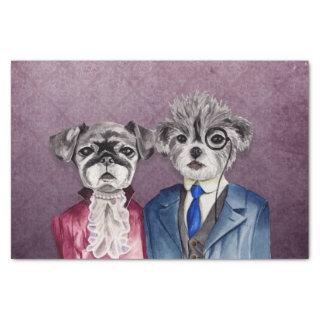 Pug and Brussel Griffon Dogs in Vintage Attire Tissue Paper