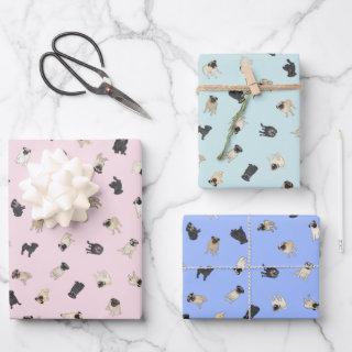 Pug Confetti - pink, blue, mint aqua  Sheets