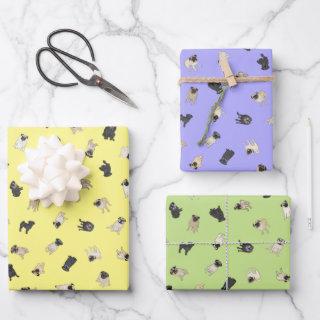 Pug Confetti - yellow, purple, green   Sheets
