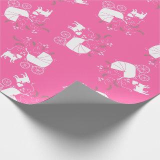 Pug Dog Baby Shower Girl Pink with Bow