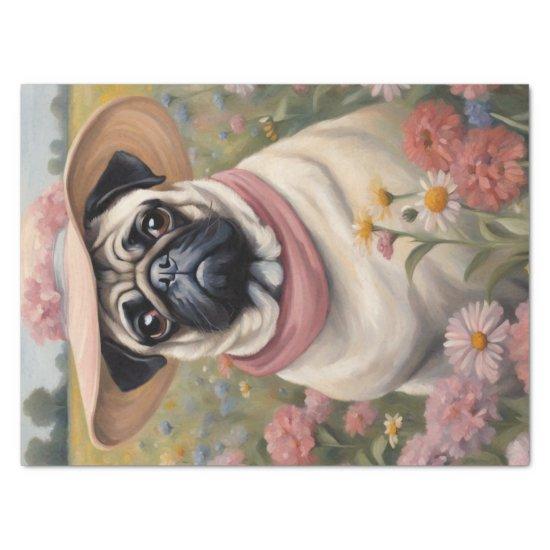 Pug in Bloom: A Floral Fantasy Decoupage Tissue Paper