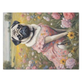 Pug in Bloom: A Floral Fantasy Decoupage Tissue Paper