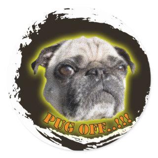 pug off classic round sticker