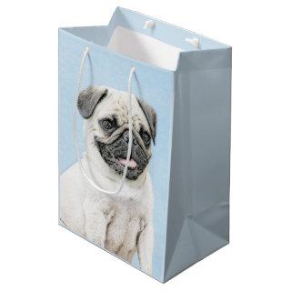 Pug Painting - Cute Original Dog Art Medium Gift Bag
