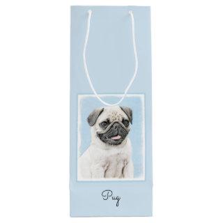 Pug Painting - Cute Original Dog Art Wine Gift Bag