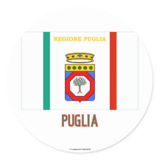 Puglia flag with name classic round sticker