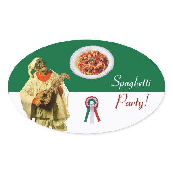PULCINELLA  ITALIAN KITCHEN PARTY red white black Oval Sticker