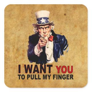Pull My Finger Square Sticker