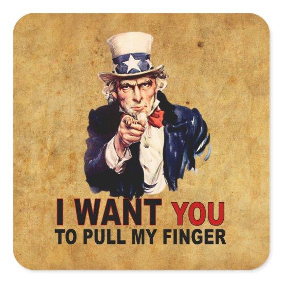 Pull My Finger Square Sticker