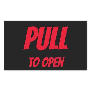 PULL TO OPEN DOOR RECTANGULAR STICKER