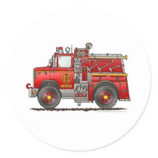 Pumper Rescue Fire Truck Firefighter Classic Round Sticker
