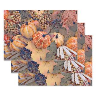 Pumpkin Autumn Orange Leaves Digital Painting  Sheets