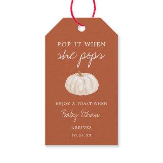 Pumpkin Baby Shower Champagne Bottle Gift Tags