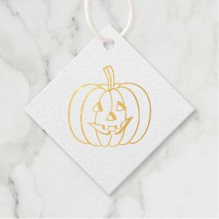 Pumpkin Face Gold Foil Halloween Foil Favor Tags