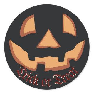 Pumpkin for Halloween in Black Classic Round Stick Classic Round Sticker