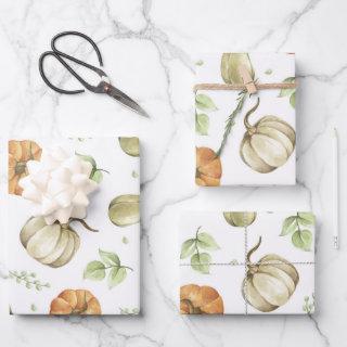 Pumpkin harvest and autumn leaves watercolor   sheets