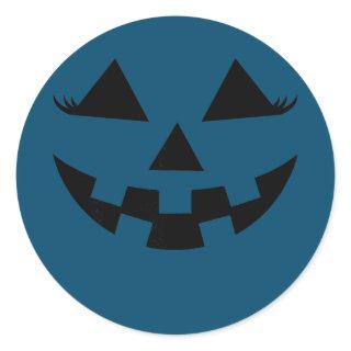 Pumpkin Jack O Lantern Face With Girl Eyelashes Classic Round Sticker