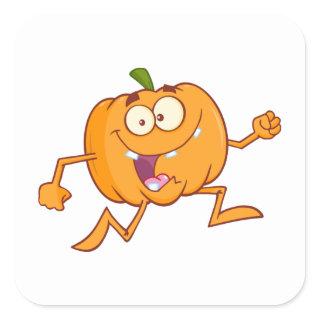 Pumpkin Running Square Sticker