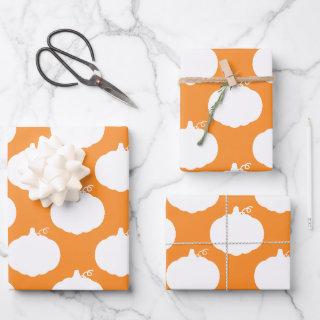 Pumpkin Silhouette Pattern Orange White  Sheets