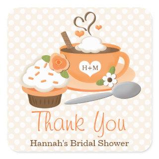 Pumpkin Spice Fall Bridal Shower Thank You Square Sticker