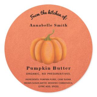 Pumpkin Spice Orange Fall Custom Personalized Jar Classic Round Sticker