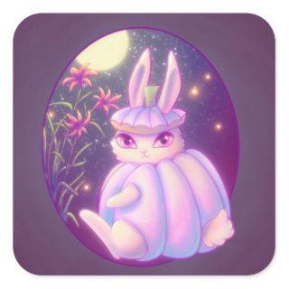 Pumpkin Suit White Rabbit In Moonlight Artwork Square Sticker