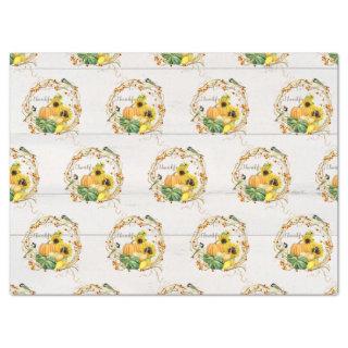 Pumpkin Sunflower Floral Fall Foliage Bird Wreath  Tissue Paper