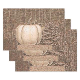 Pumpkin White Gold Metallic Elegant Fall Decoupage  Sheets