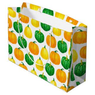 Pumpkins watercolor pattern large gift bag