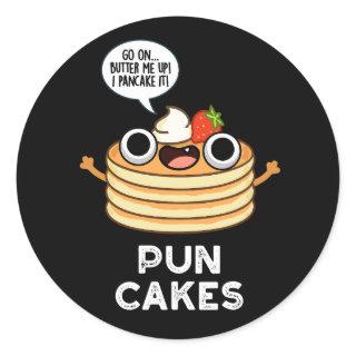 Puncakes Funny Pancake Pun Dark BG Classic Round Sticker