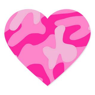 Punk Pink Camo Heart Sticker