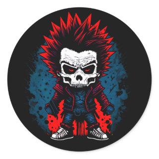 Punk Rock Grunge Zombie Colorful Skull Cool Design Classic Round Sticker