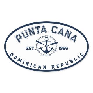 Punta Cana Dominican Republic Navy Oars Anchor Oval Sticker