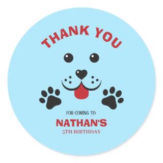 Puppy Dog Lets Pawty  Birthday Boy Classic Round Sticker