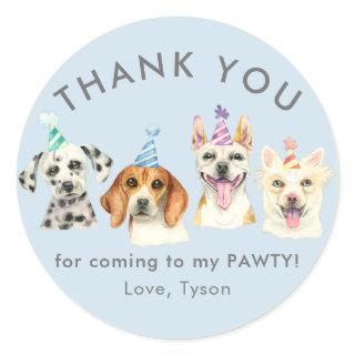 Puppy Dog Pawty Thank You Favor Classic Round Sticker